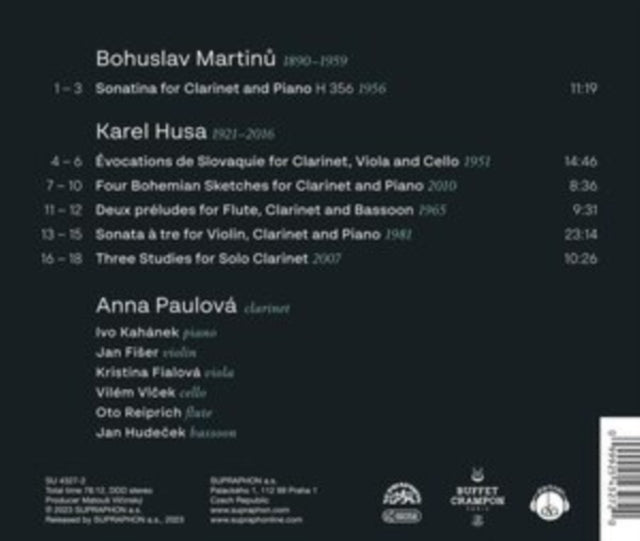 Karel Husa / Bohuslav Martinu / Anna Paulova: Music For Clarinet - CD