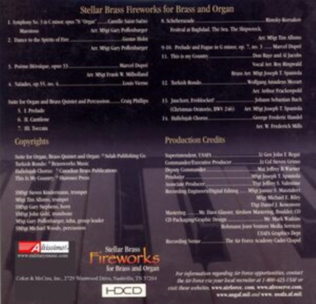 Us Air Force Academy Band: Stellar Brass And Organ - CD