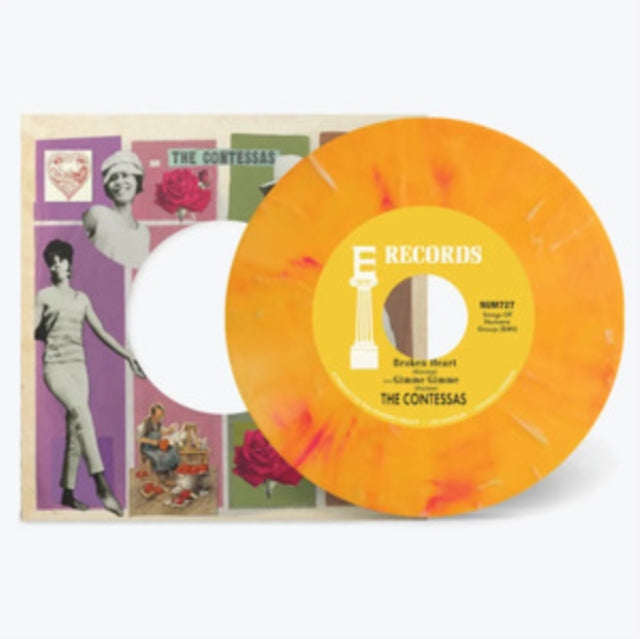 The Contessas: Broken Heart / Gimme Gimme (Peach/White Marble Vinyl) - Vinyl