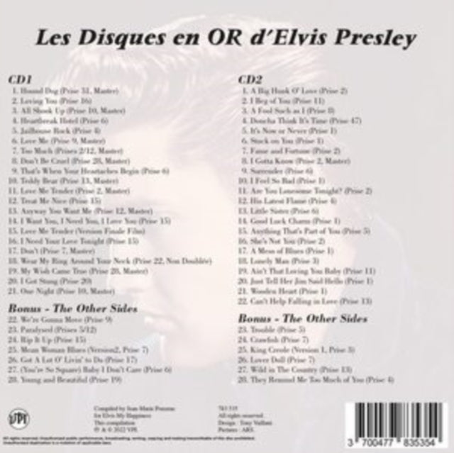 Elvis Presley: Les Disques En Or DElvis - CD