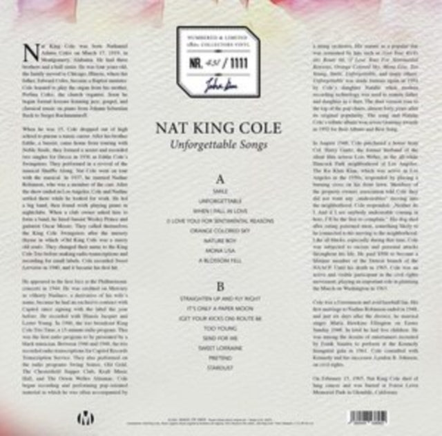 Nat King Cole: Unforgettable Songs (Marbled Vinyl) - Vinyl