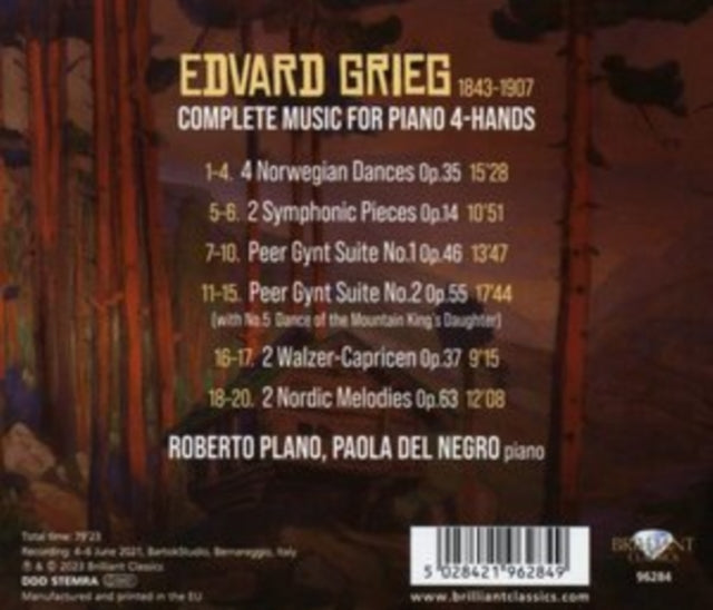 Roberto Plano/paola Del Negro: Grieg: Complete Music For Piano 4-Hands - CD