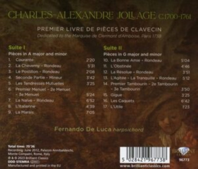 Fernando De Luca: Jollage: Premier Livre De Pieces De Clavecin - CD