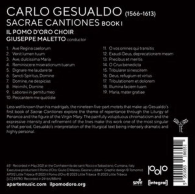 Il Pomo Doro / Giuseppe Maletto: Gesualdo: Sacrae Cantiones (Liber Primus) - CD