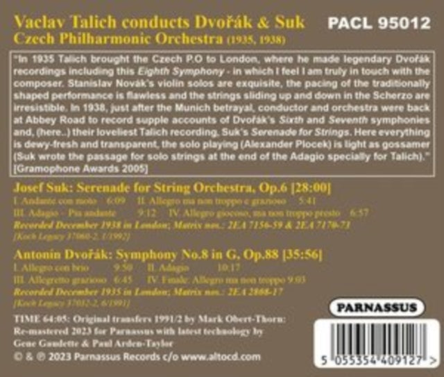 Vaclav Talich: Vaclav Talich Conducts Dvorak & Suk - CD