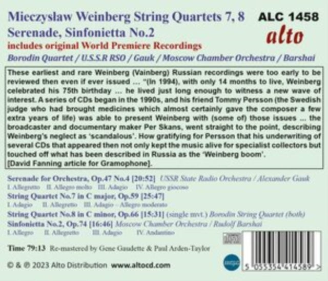 Borodin Quartet: Mieczyslaw Weinberg: Str Qrts Nos. 7 & 8 - CD