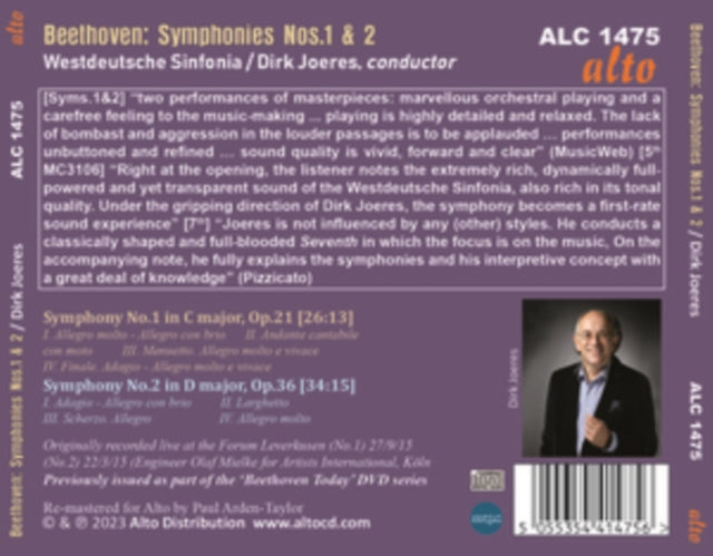 Westdeutsche Sinfoni: Beethoven Syms 1 & 2 / Joeres - CD