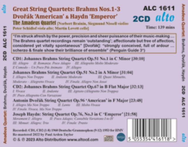Quatuors A Cordes: Brahms / Dvorak / Haydn Qtts / Amadeus - CD