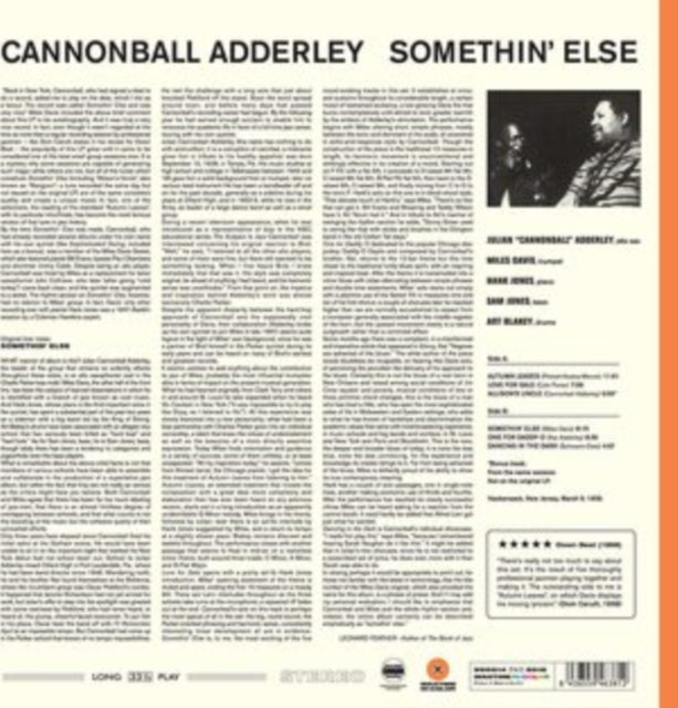 Cannonball Adderley: Somethin Else (Limited Solid Orange Vinyl) - Vinyl