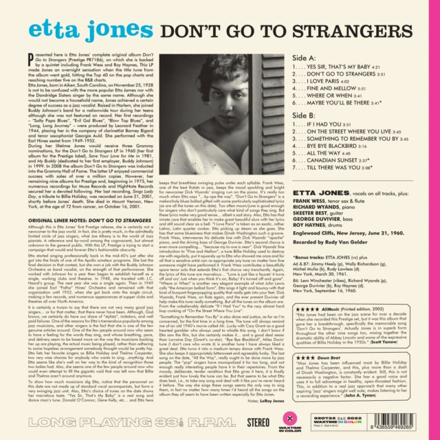 Etta Jones: Dont Go To Strangers (+3 Bonus Tracks) (Blue Vinyl) - Vinyl