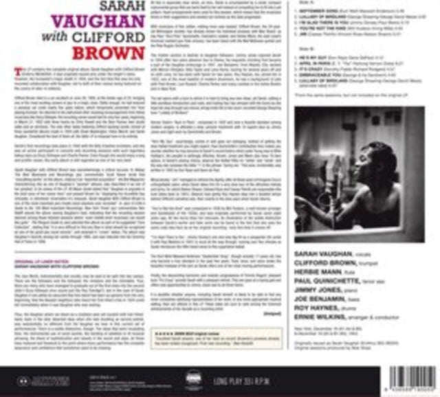 Sarah Vaughan: Sarah Vaughan With Clifford Brown - Vinyl