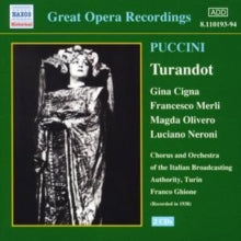 Chorus And Orchestra Of The Italian Broadcasting Authority, Turin: Turandot (Ghione, Chorus and Oir, Cigna, Merli, Oliviero)